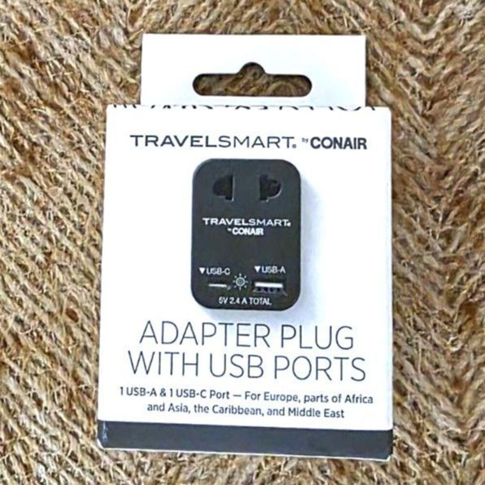 Travel Smart by Conair European Adapter Plug with USB-A & USB-C Ports - Brand Ne